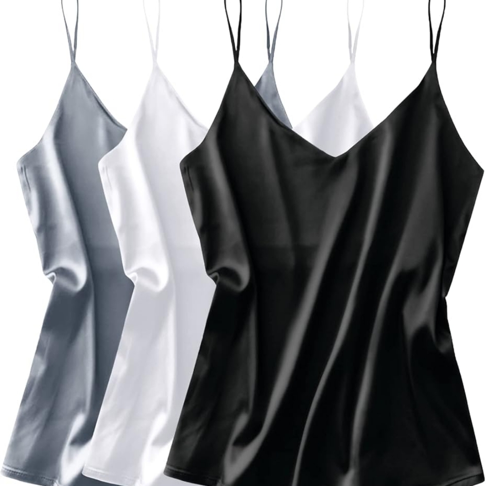 NWOT! 3 Silk Satin Tank Top V Neck Camisole